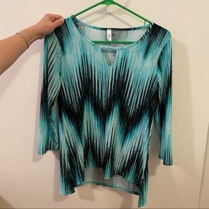 NWT NY&CO. Blue & Black Patterned Blouse